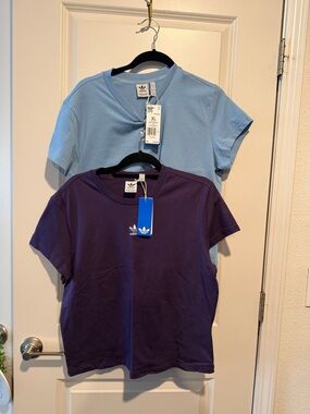 Adidas Women’s Purple & Light Blue Trefoil T-Shirt Duo
